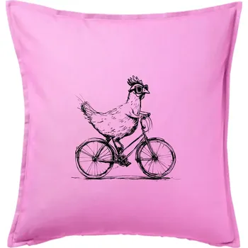 Polštář Slepice na kole - Polštář 50x50 - 50x50 - Pouze potah ( Růžová )