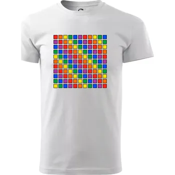 Pánské tričko LGBT duhový čtverec - Triko extra velké (5-8XL) - 7XL ( Bílá )