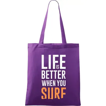 Life is better when you surf - Taška bavlněná - 42 x 38 cm ( Fialová )