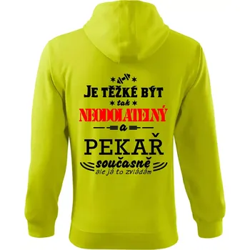 Pánská mikina Je těžké být neodolatelný pekař - Mikina s kapucí na zip trendy zipper - 2XL ( Limetková )