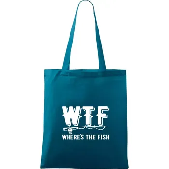 Wheres's the Fish WTF - Taška bavlněná - 42 x 38 cm ( Petrolejová )