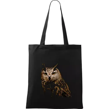 Nákupní taška Sova fotka - Taška bavlněná - 42 x 38 cm ( Černá )
