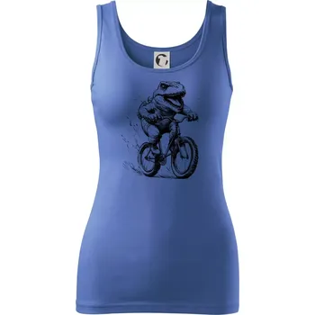 Dámské tričko Naštvaný Dinosaurus na kole - Dámské tílko - L ( Azurově modrá )