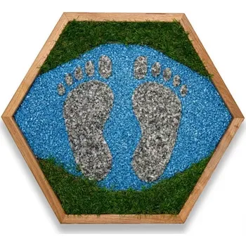 Bosé chodníky - Šedá chodidla v modrém mramoru s trávou