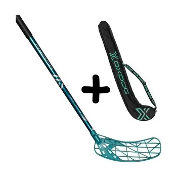 Florbalová hůl Oxdog FUSION LIGHT 32 TQ ROUND NB + Stickbag Set florbalky s vakem tyrkysová, Levá (levá ruka dole), 92cm (=102cm)