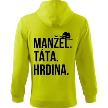 Pánská móda Manžel táta hrdina - Mikina s kapucí na zip trendy zipper - M ( Limetková )