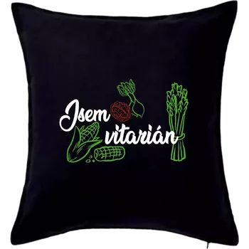 Polštář Jsem vitarián - nápis - Polštář 50x50 - 50x50 - Pouze potah ( Černá )