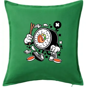 Polštář Sushiman - Polštář 50x50 - 50x50 - Včetně výplně ( Středně zelená )