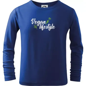Chlapecké tričko Vegan lifestyle - Triko dětské Long Sleeve - 146 cm/10 let ( Královská modrá )
