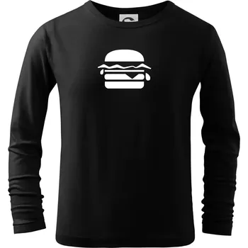 Chlapecké tričko Hamburger ikona - Triko dětské Long Sleeve - 122 cm/6 let ( Černá )
