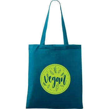 Vegan zelenina v kruhu - Taška bavlněná - 42 x 38 cm ( Petrolejová )