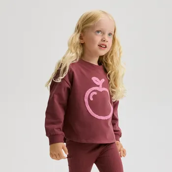 Dívčí tričko Reserved - Tričko s dlouhými rukávy a aplikací - tmavě hnědá - 411FT-89X - 411FT-89X-116