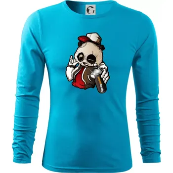 Pánská móda Graffiti panda - Triko s dlouhým rukávem FIT-T long sleeve - S ( Světlý tyrkys )