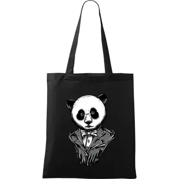 Panda gentleman - Taška bavlněná - 42 x 38 cm ( Černá )