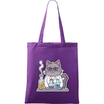 Kočka chemik - Taška bavlněná - 42 x 38 cm ( Fialová )