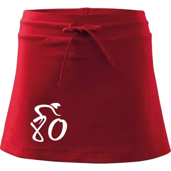 Dámská sukně Cyklista slaví osmdesátiny (80) - Sportovní sukně - two in one - S ( Červená )