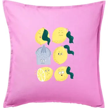 Polštář Citroni kreslení (studio-arte.cz) - Polštář 50x50 - 50x50 - Pouze potah ( Růžová )