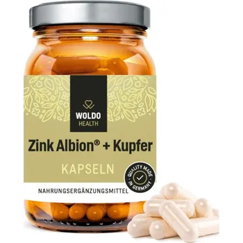 Doplněk stravy WoldoHealth Zinek chelát + měď, 90 kapslí