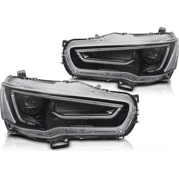 Přední světlomet MITSUBISHI LANCER 8 08-16 - přední černá světla s TUBE LIGHT