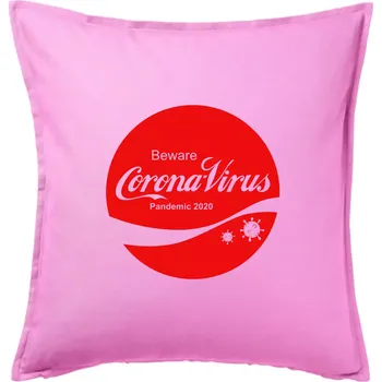 Polštář Corona virus pandemic logo - Polštář 50x50 - 50x50 - Pouze potah ( Růžová )