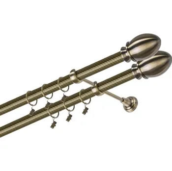 Garnýž Garnýž kovová 320 cm dvouřadá - dvojitá 25/25 rýhovaná Belluno double Mosaz