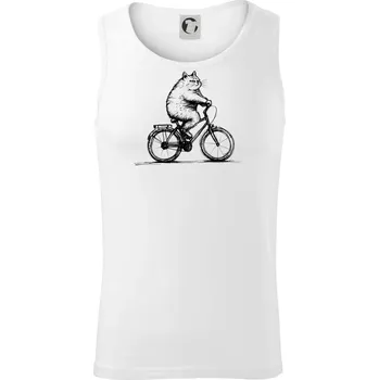 Tlustá kočka na kole - Tílko pánské Core - M ( Bílá )