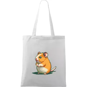 Křeček pixel - Taška bavlněná - 42 x 38 cm ( Bílá )