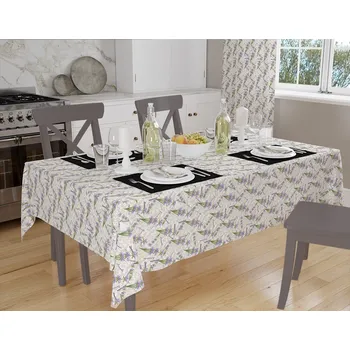 ubrus Orbytex Ubrus teflonový - levandule na béžové Rozměry: 120x180, Tvar: Ovál