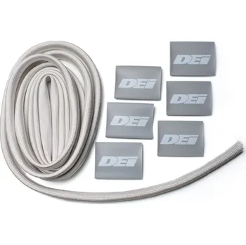 Zadní díl výfuku DEi sada termo izolačního návleku délka 2,1 m + 6x koncovka s logem, stříbrná