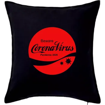 Polštář Corona virus pandemic logo - Polštář 50x50 - 50x50 - Pouze potah ( Černá )