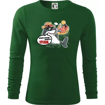 Pánské oblečení Žralok musím končit - Triko s dlouhým rukávem FIT-T long sleeve - S ( Lahvově zelená )