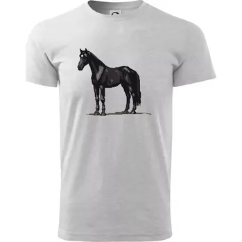 Pánské tričko Černý kůň pixel - Triko extra velké (5-8XL) - 8XL ( Světlešedý Melír )