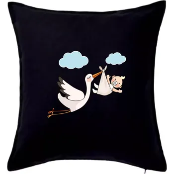 Polštář Čáp čekáme miminko - neutrální - Polštář 50x50 - 50x50 - Pouze potah ( Černá )