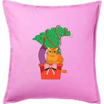 Polštář Kočka a stromeček - Polštář 50x50 - 50x50 - Pouze potah ( Růžová )