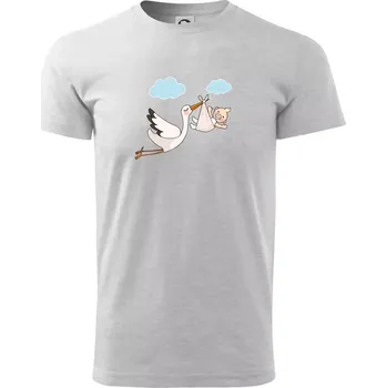 Čáp čekáme miminko - neutrální - Triko extra velké (5-8XL) - 7XL ( Světlešedý Melír )