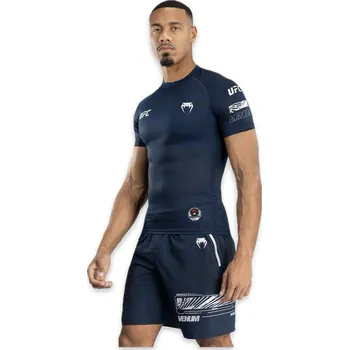 Oblečení pro bojové sporty UFC Fusion by Venum Fight Week Men’s Performance Short Sleeve Rashguard - Oceanic Blue Velikost: XXL