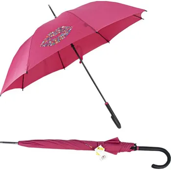 Deštník Long Flex AC Kiss Pink UV Protection - dámský holový vystřelovací deštník