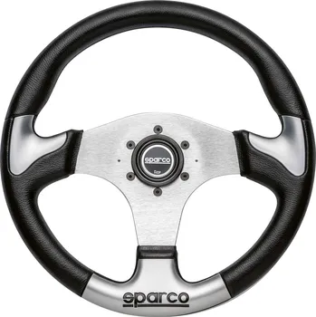 Tuning Sparco P222 sportovní polyuretanový volant 345 mm se stříbrnými úchopy