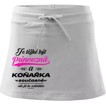 Dámská sukně Je těžké být princezna - koňařka - Sportovní sukně - two in one - XS ( Bílá )