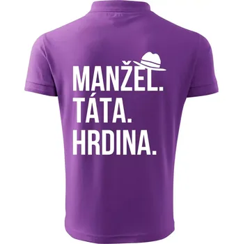 Pánská košile Manžel táta hrdina - Polokošile pánská Pique Polo 203 - S ( Fialová )