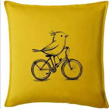 Polštář Ptáček na kole - Polštář 50x50 - 50x50 - Pouze potah ( Žlutá )