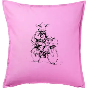 Polštář Kráva v obleku na kole - Polštář 50x50 - 50x50 - Pouze potah ( Růžová )