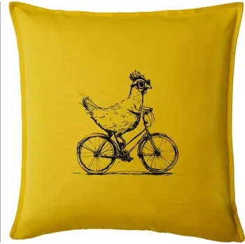 Polštář Slepice na kole - Polštář 50x50 - 50x50 - Pouze potah ( Žlutá )