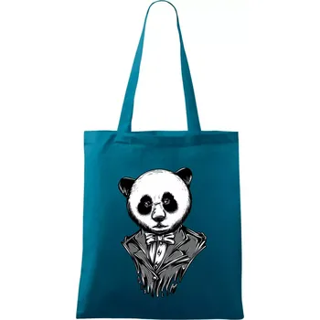Panda gentleman - Taška bavlněná - 42 x 38 cm ( Petrolejová )