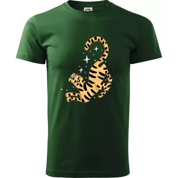 Pánské tričko Tygr s hvězdami (studio-arte.cz) - Triko extra velké (5-8XL) - 7XL ( Lahvově zelená )
