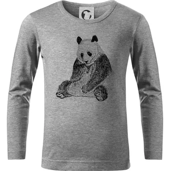 Chlapecké tričko Smutná panda - Triko dětské Long Sleeve - 122 cm/6 let ( Tmavě šedý melír )