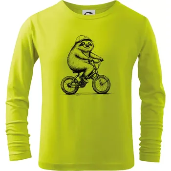 Dětská móda Lenochod na kole - Triko dětské Long Sleeve - 122 cm/6 let ( Limetková )