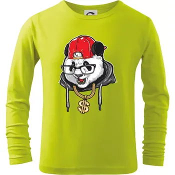 Dětská móda Hip hop panda - Triko dětské Long Sleeve - 146 cm/10 let ( Limetková )