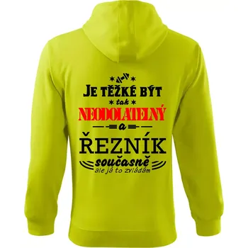Pánská móda Je těžké být neodolatelný řezník - Mikina s kapucí na zip trendy zipper - L ( Limetková )