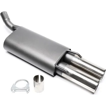 Zadní díl výfuku TA Technix sportovní výfuk - Opel Corsa B hatchback 3/5dvéř. (93-00), 2x 76 mm rovná nerezová koncovka s pertlem